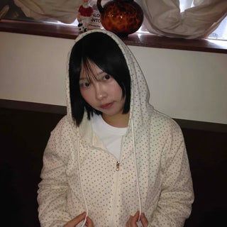 Loose-fit Short-length Floral Zip-up Hoodie