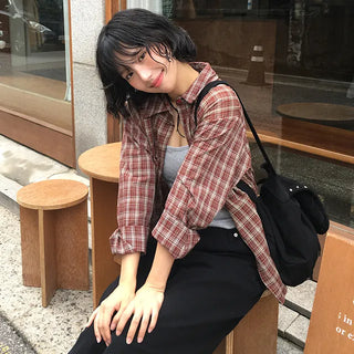 Geeksy Loose Fit Brown Check Shirt
