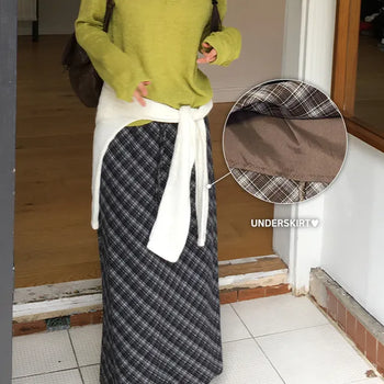 Twin Maxi Check Long Skirt