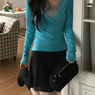 Yeori Vintage Layered V-Neck Knit