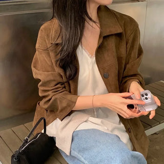 Benit Oversized Suede Collar Half Jacket