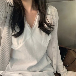 Hazen Round Neck Ribbed Knit Cardigan