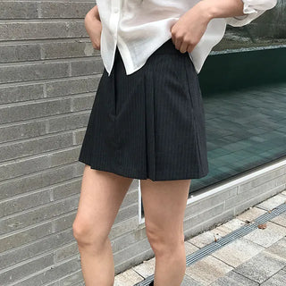 Striped Culotte Back Elastic Skirt Pants