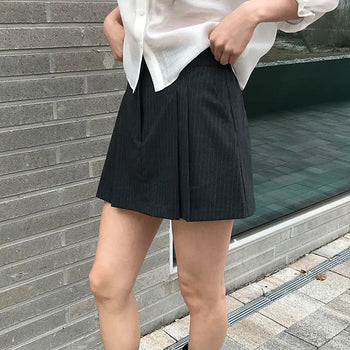 Striped Culotte Back Elastic Skirt Pants