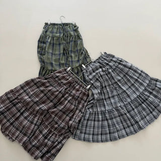 Zegna Check Long Tiered Elastic Maxi Skirt
