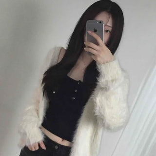 Hairy Fur Knit Cardigan