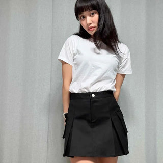 Side Flap Pocket Pintuck Pleated Cargo Mini Skirt