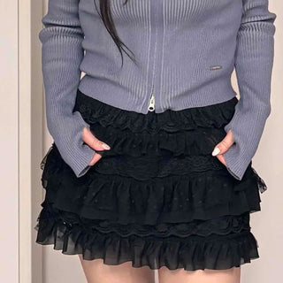 Elastic Tiered Frill Mini Skirt