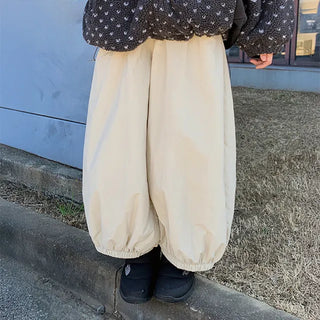 Thick Padded Balloon Wide Pants Big Size Elastic Waist Winter Pants