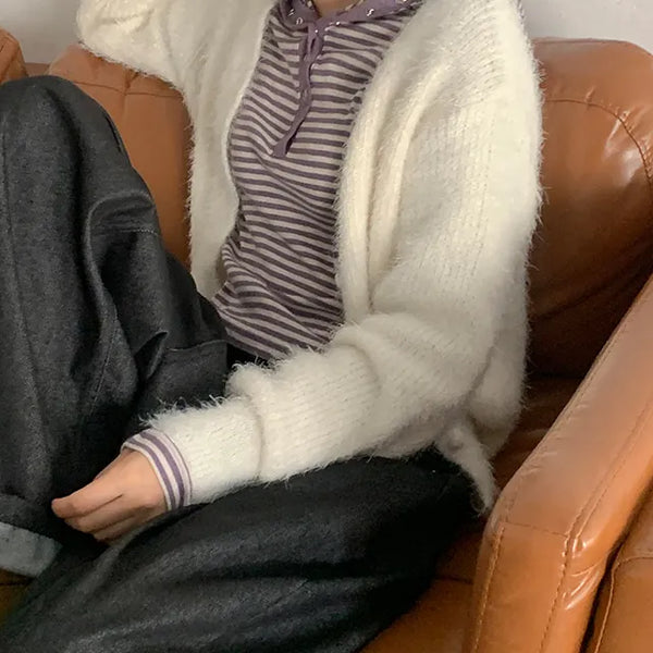 Ramoz V-neck Hairy Knit Cardigan