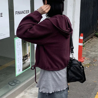 Singit Waffle Hooded Cardigan