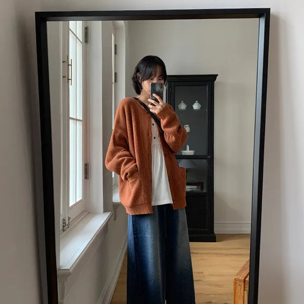 Shotgun round pocket long cardigan