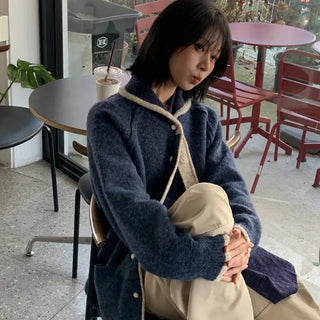 Wig Oversized Color Block Knit Cardigan
