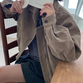 Boel Collar Oversized Suede Jacket