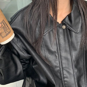 Bronk Pocket Oversized Leather Jacket