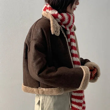 Miket high-neck fur shearling jacket