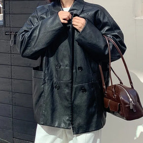 Irut Eco Leather Double Half Jacket