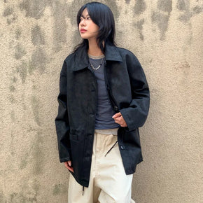 Young Muse Vintage Half Leather Jacket