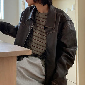 Neuron Vintage Washed Leather Jacket