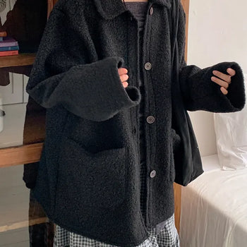 McGear Boucle Fur Collar Half Coat
