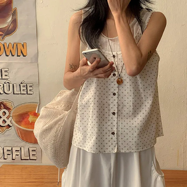 Julie's Small Floral Layered Sleeveless Blouse