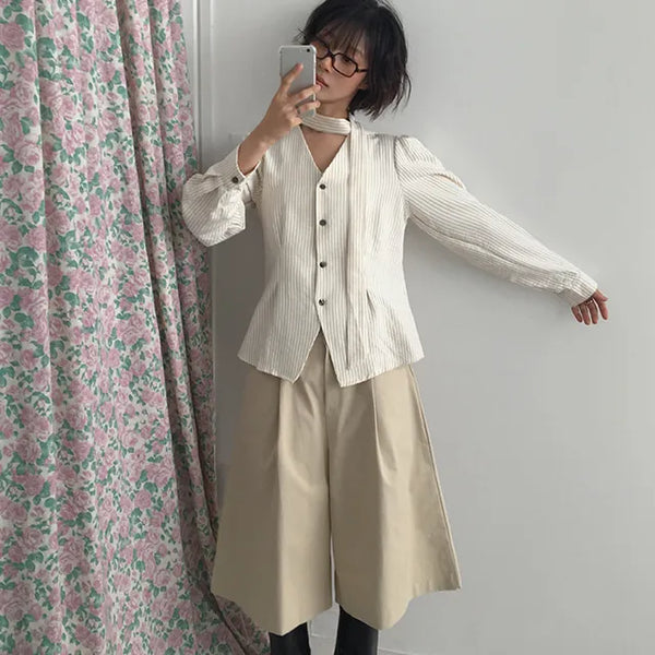 Arbor Striped Tie Shirt Blouse