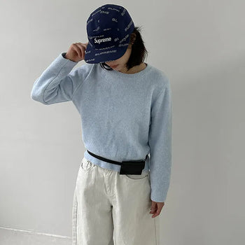 Olive Basic Wool Round Knit
