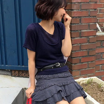 Kaira Bustier Layered Wrap Short Sleeve Knit