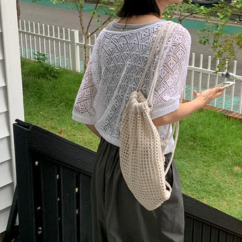 Karins Punching Strap Loose Fit Short Sleeve Knit