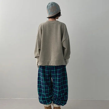 Frsha Check Elastic Waist Fleece Jogger Pants