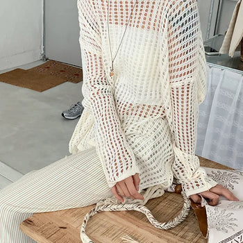 Atti Punching Loose Fit Long Sleeve Knit