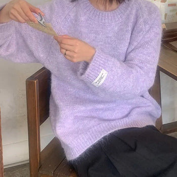 Evelon Loose Fit Round Hair Knit