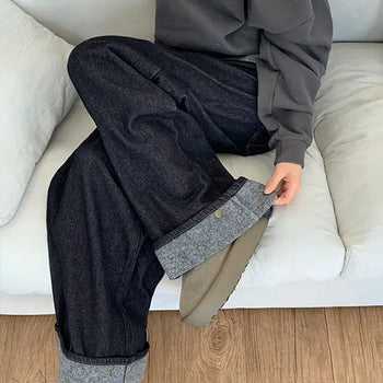 Bellos Roll-up Snap Fleece Wide Pants