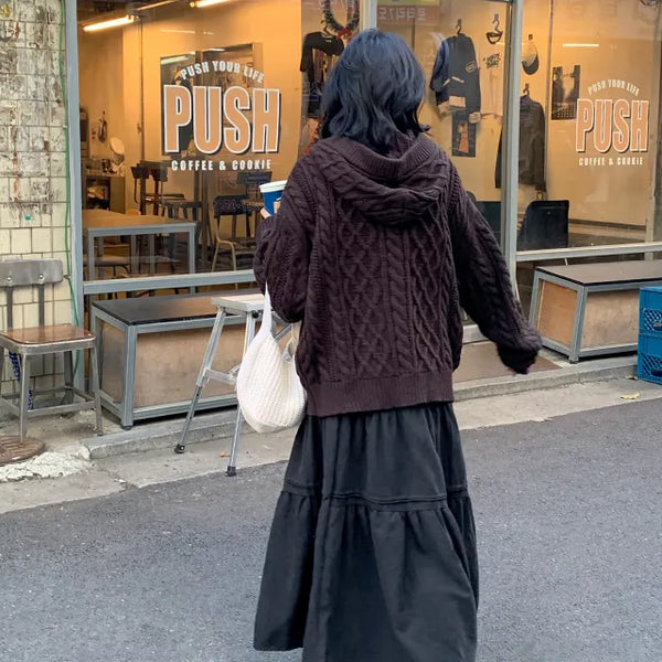 Bullion Flare Tiered Suede Long Skirt