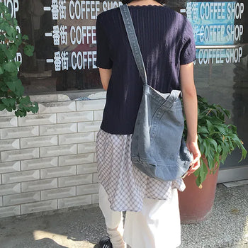Cafei Pigment Washed Tote Shoulder Bag