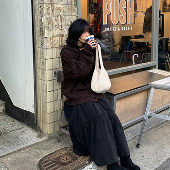 Polky Knit Hobo Shoulder Bag