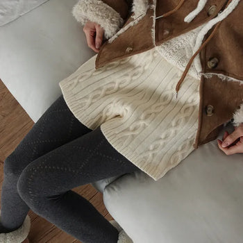 Ronkey Cable Knit Elastic Waist Shorts