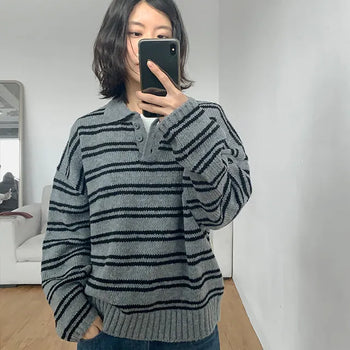 Luapin striped collar knit