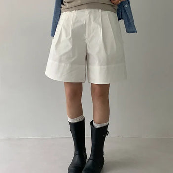 Portre button folding shorts