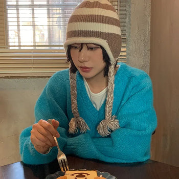 Limont Striped Knit Earflap Hat