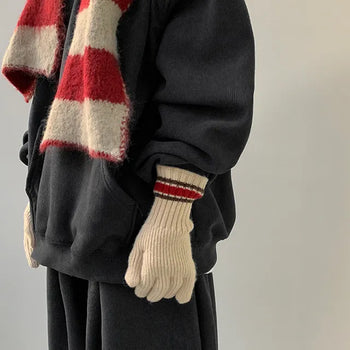 Salty Color Block Ribbed Knit Gloves