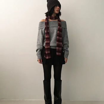 Cradle striped knit scarf