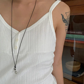 Rib Silver Pendant Necklace
