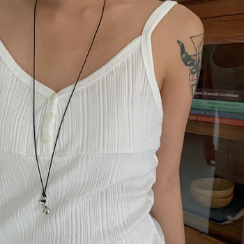 Rib Silver Pendant Necklace