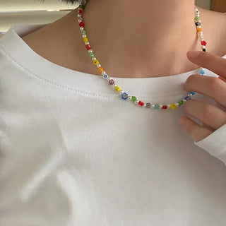 Crosi Pearl Bead Flower Necklace