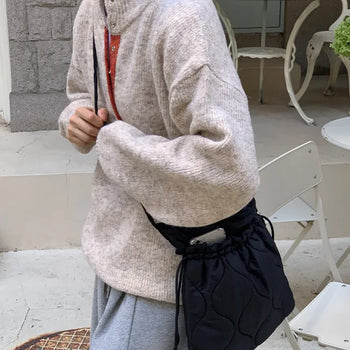 Tambourine Quilted Bucket Crossbody Bag