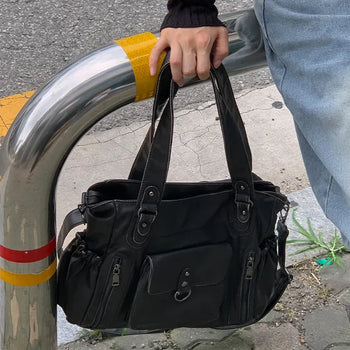 Aintion Vintage Leather Big Shoulder Bag