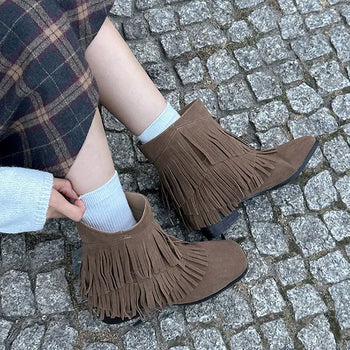 Interval Tassel Suede Ankle Boots