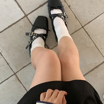 Julien's eyelet ribbon flat shoes