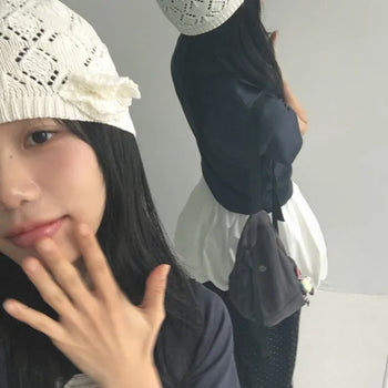 Irene Flower Punching Knit Beanie